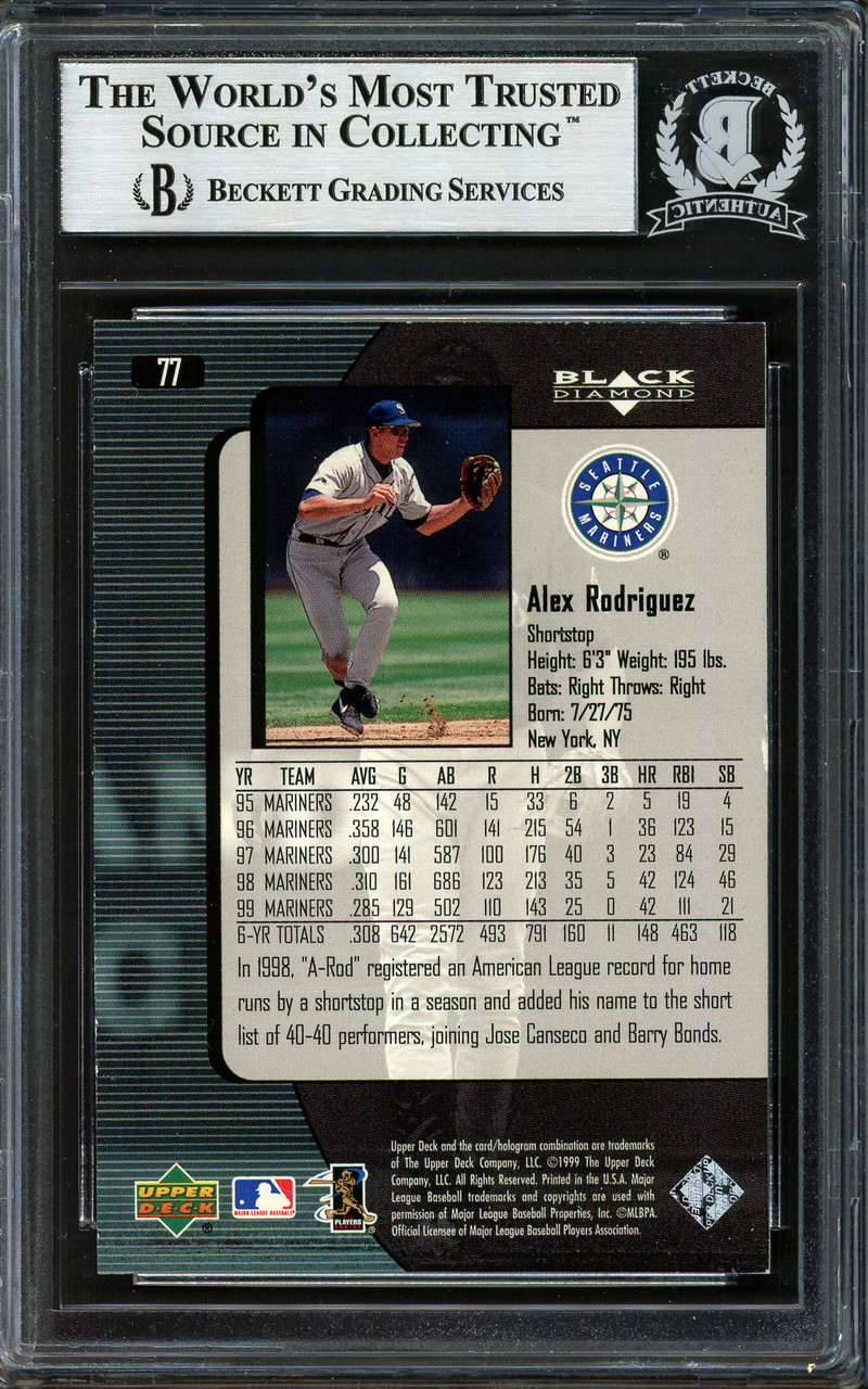 Alex Rodriguez Autographed 1998 Skybox Dugout Access Card #81 Seattle  Mariners Beckett BAS #12410303