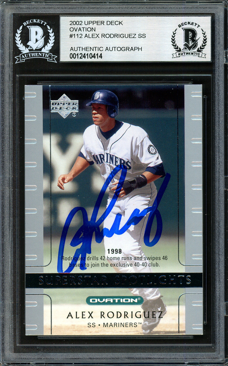 Alex Rodriguez Autographed 2002 Upper Deck Ovation Card #112 Texas Rangers  Beckett BAS #12410414 - Mill Creek Sports