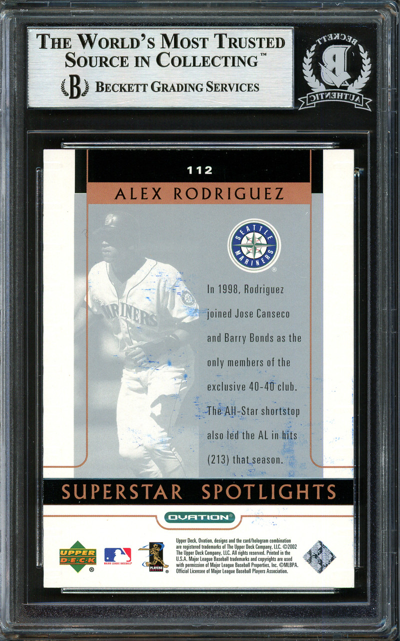 Alex Rodriguez player worn jersey patch baseball card (Texas Rangers) 2002  Upper Deck Time Capsule #TCAR3