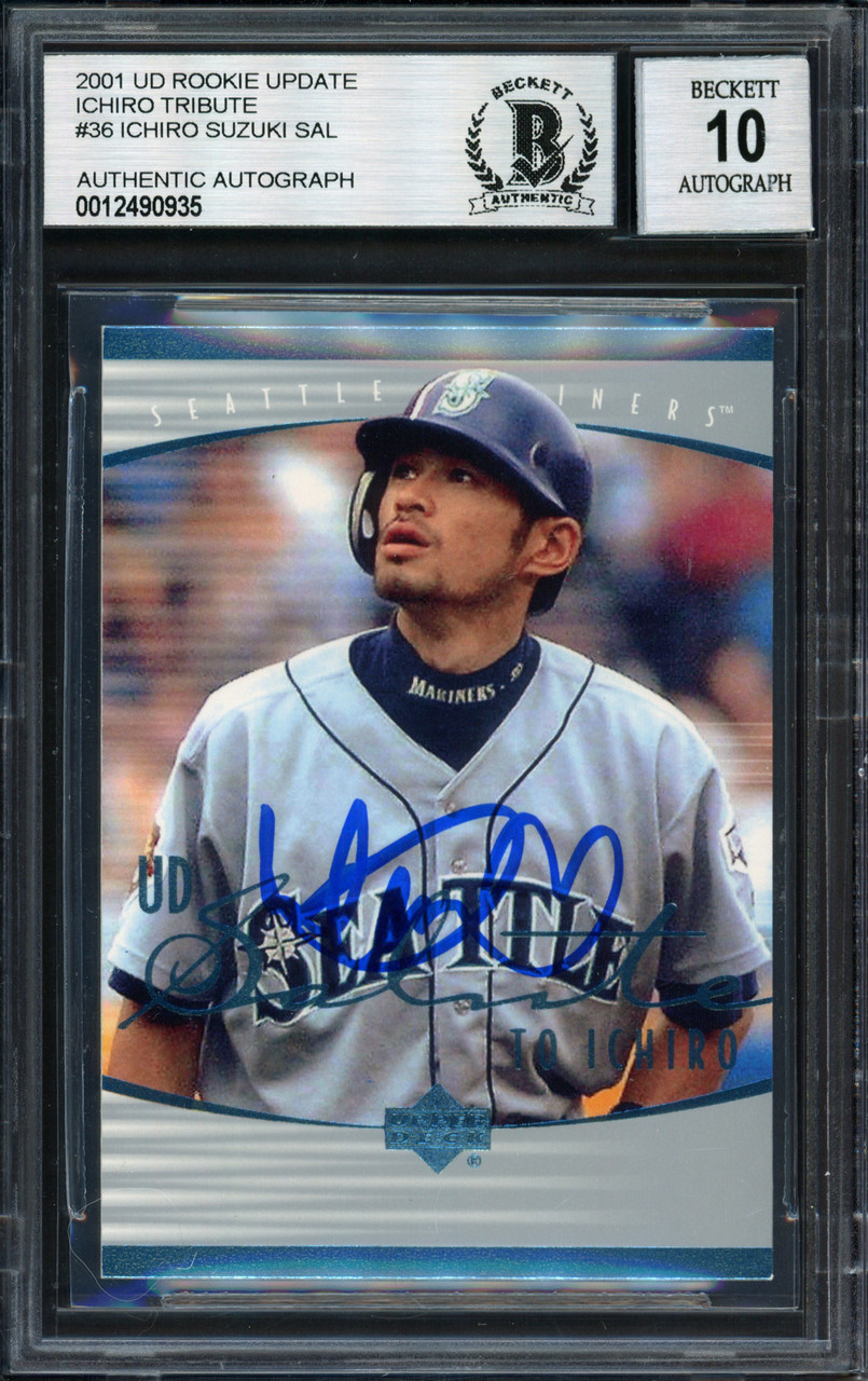 Ichiro Suzuki Autographed 2001 Upper Deck Rookie Update Rookie Card #36  Seattle Mariners Auto Grade 10 Beckett BAS #12490935