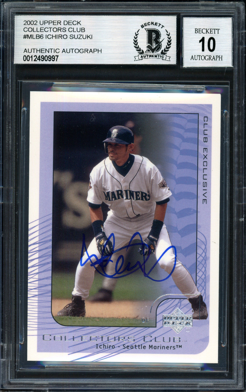 Ichiro Suzuki Autographed 2002 Upper Deck Collectors Club Card #MLB6  Seattle Mariners Auto Grade 10 Beckett BAS #12490997