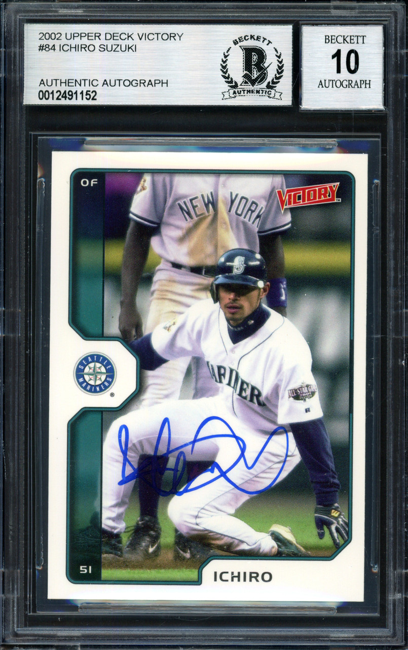 Ichiro Suzuki Autographed 2002 Upper Deck Victory Card #84 Seattle Mariners  Auto Grade 10 Beckett BAS #12491152