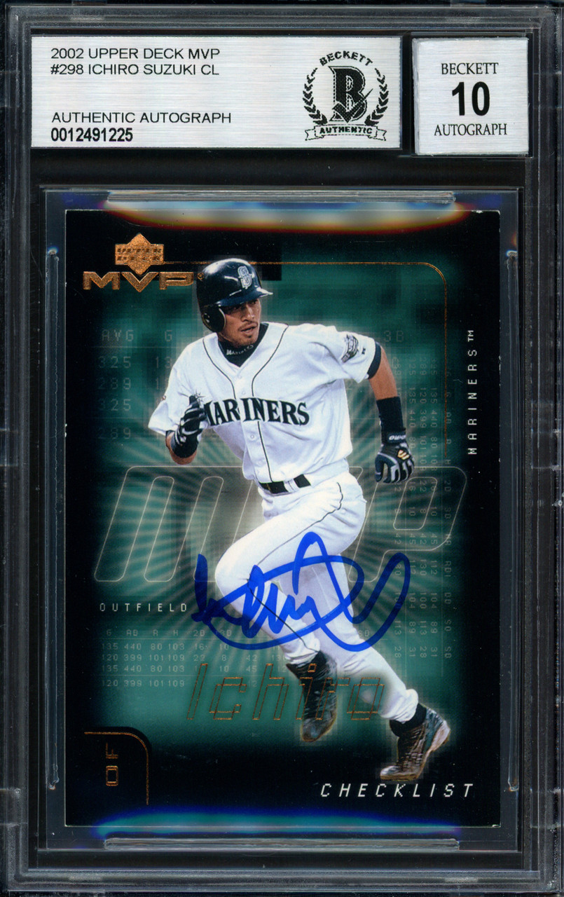 Ichiro Suzuki Autographed 2002 Upper Deck MVP Card #298 Seattle Mariners  Auto Grade 10 Beckett BAS #12491225