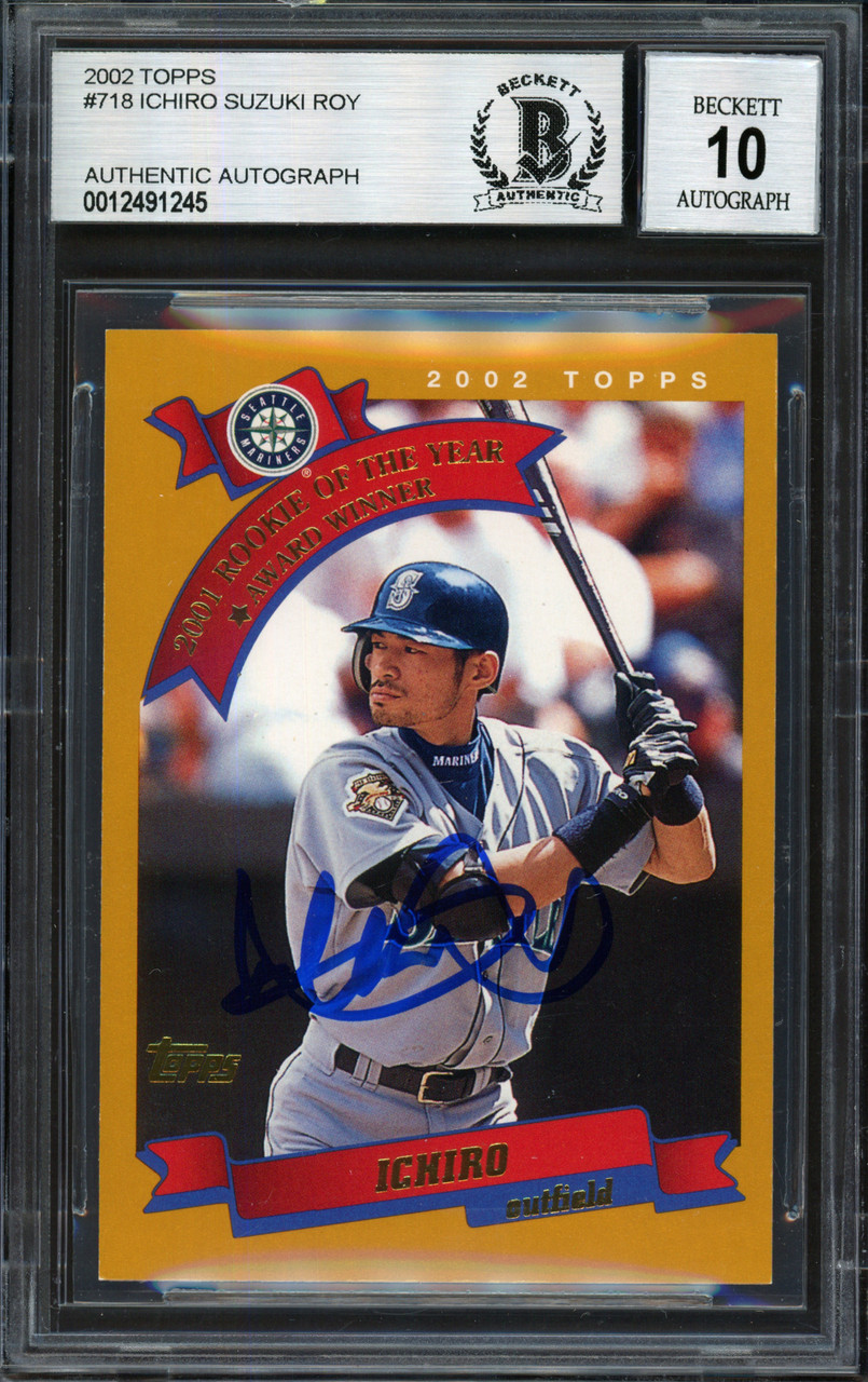 Ichiro Suzuki Autographed 2011 2001 Bowman Chrome Reprint Card #351 Seattle  Mariners Auto Grade Gem Mint 10 Beckett BAS Stock #194681