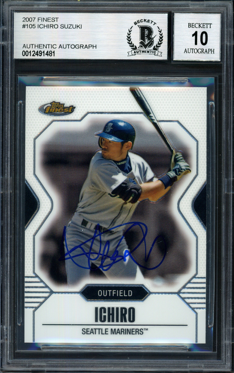 Ichiro Suzuki Autographed 2007 Topps Finest Card #105 Seattle 