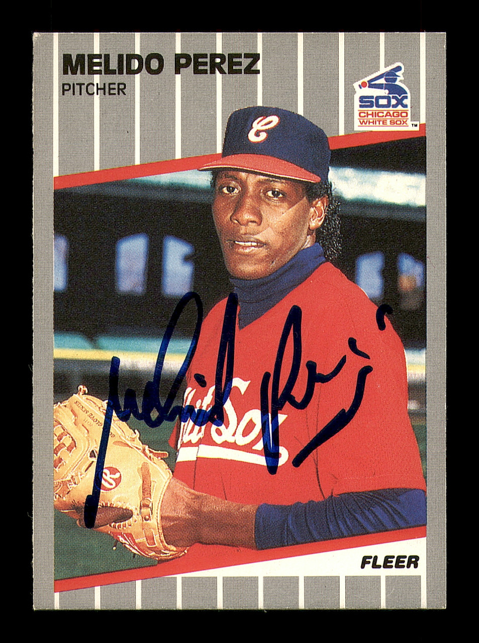 Melido Perez Autographed 1989 Fleer Card #509 Chicago White Sox