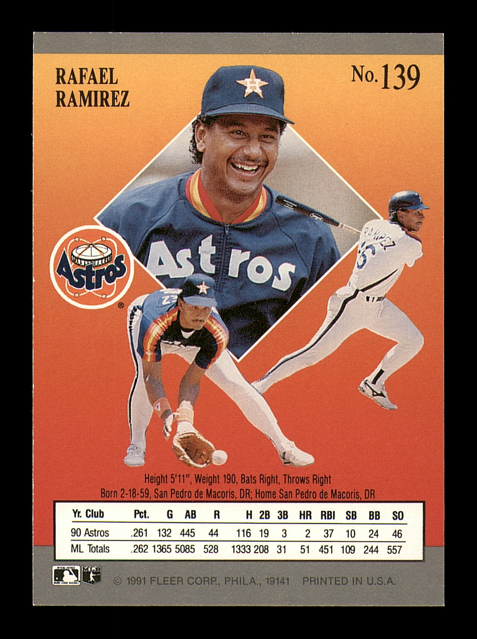 Rafael Ramirez Autographed 1989 Topps Card #749 Houston Astros SKU