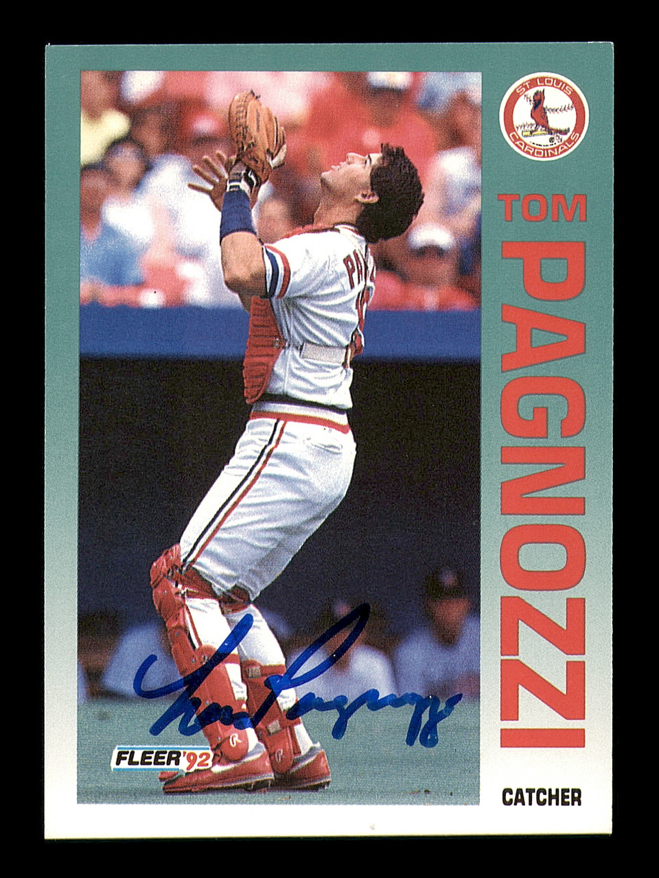 Tom Pagnozzi Autographed 1992 Fleer Card #586 St. Louis Cardinals