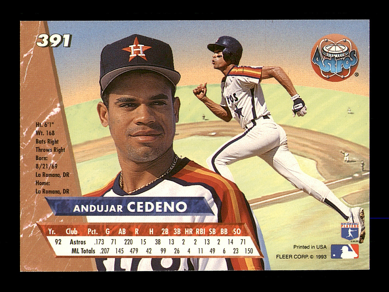 Andujar Cedeno Autographed 1994 Upper Deck Collectors Choice Card #75  Houston Astros SKU #184319