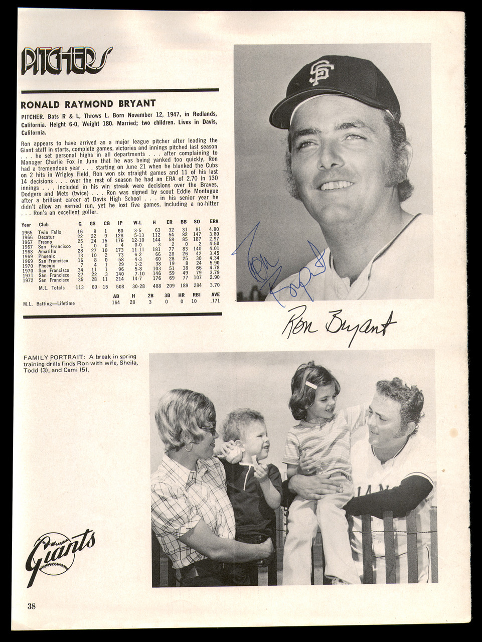  1971 Topps # 621 Ron Bryant San Francisco Giants