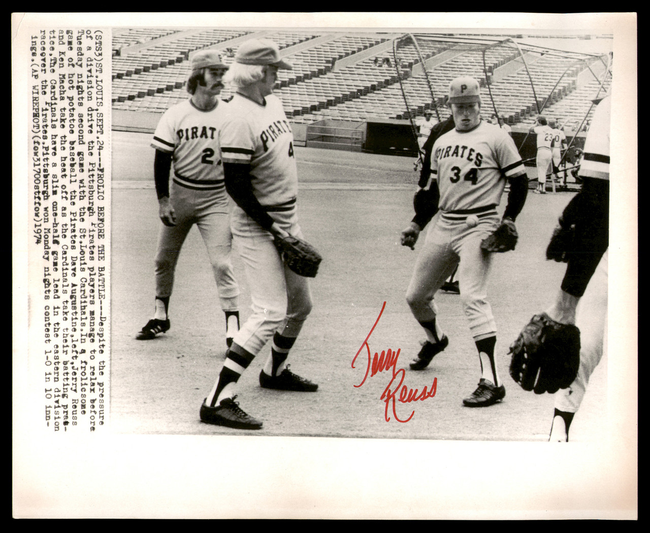 Jerry Reuss Autographed 8x10 AP Photo Pittsburgh Pirates SKU #185472 - Mill  Creek Sports