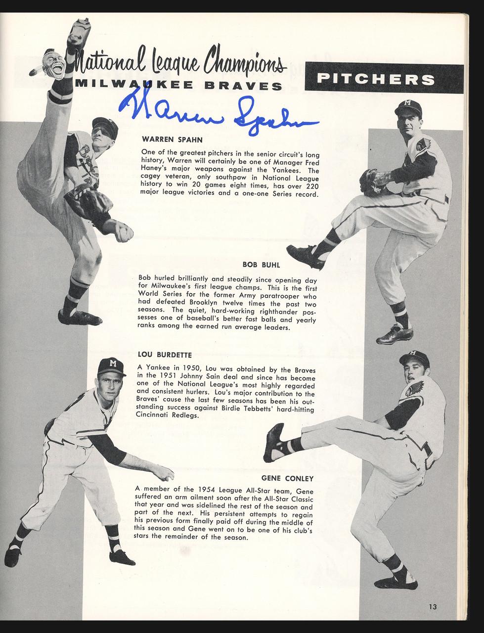 1957 World Series Signed Program (Milwaukee Braves). Baseball