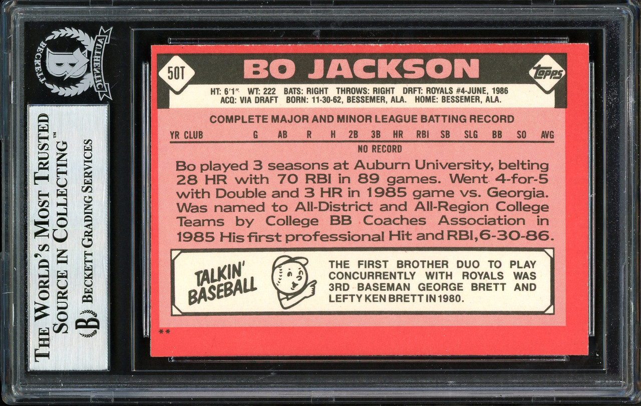 Broder/promo Card Bo Jackson Royals/raiders Football/baseball 