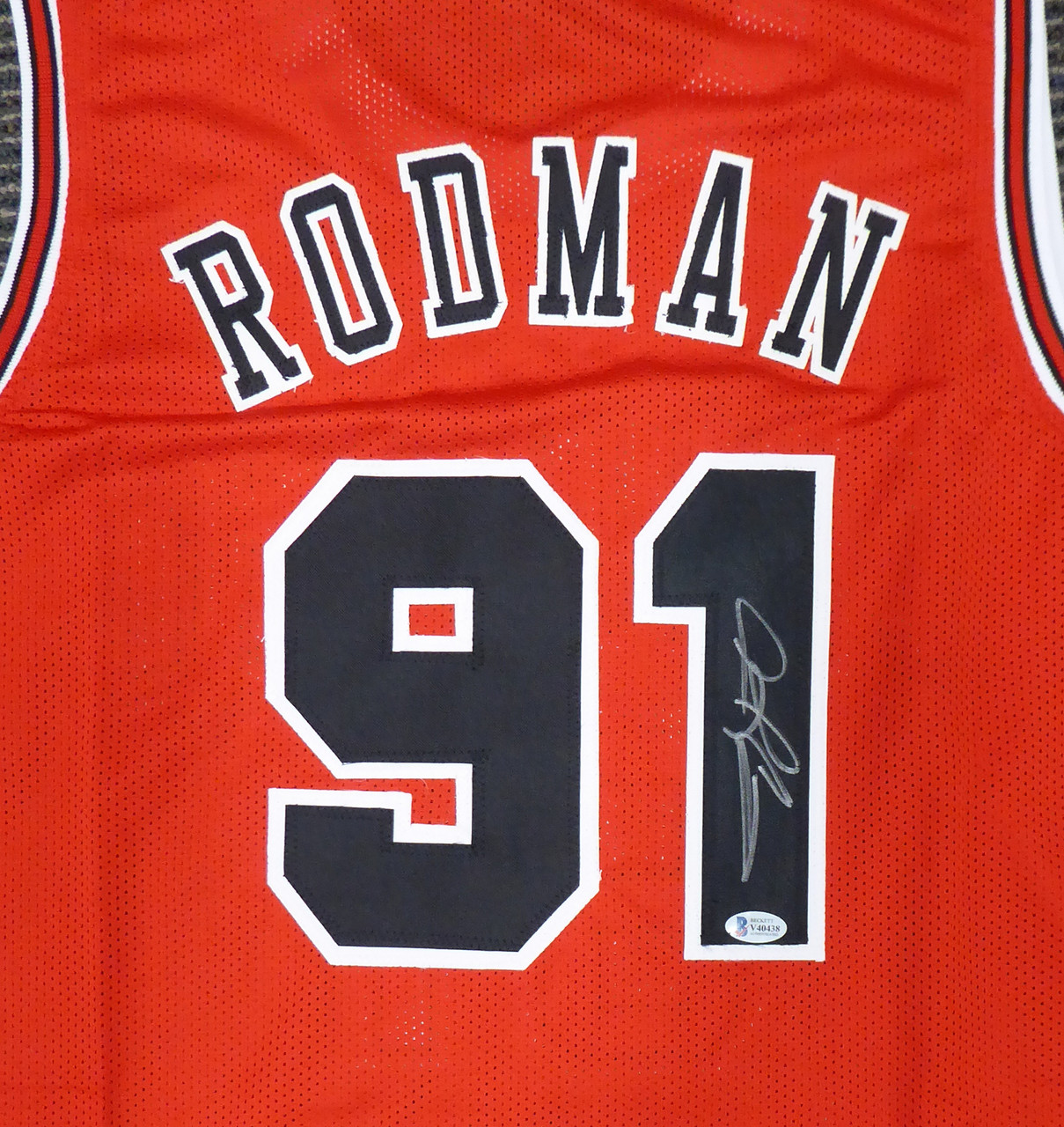 Dennis Rodman Chicago Bulls Fanatics Authentic Autographed Black and Red  Pinstripe Mitchell & Ness Replica Jersey