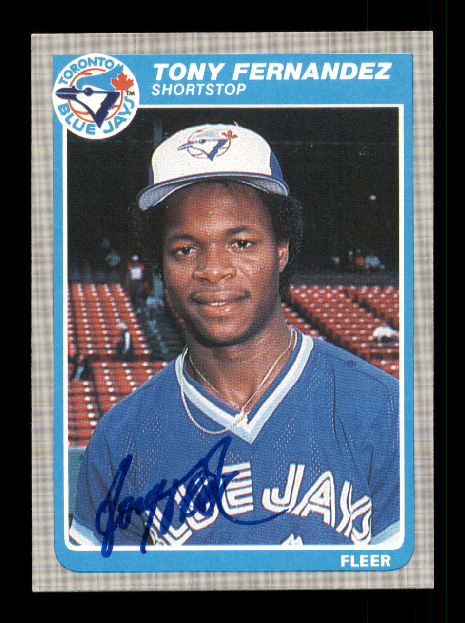 Tony Fernandez Autographed 1985 Fleer Card #103 Toronto Blue Jays SKU  #187965