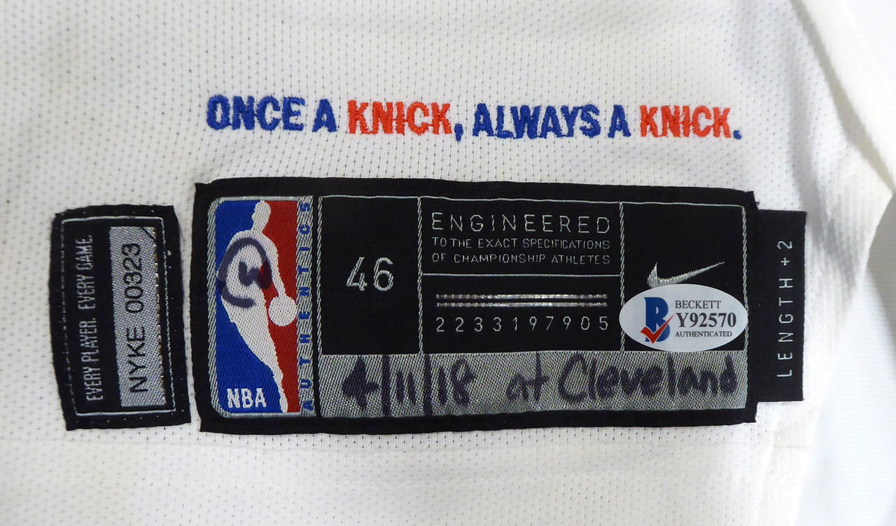 New York Knicks Patrick Ewing Autographed White Authentic Mitchell & Ness  1985-86 HWC Swingman Jersey Size L Beckett BAS Witness Stock #214820