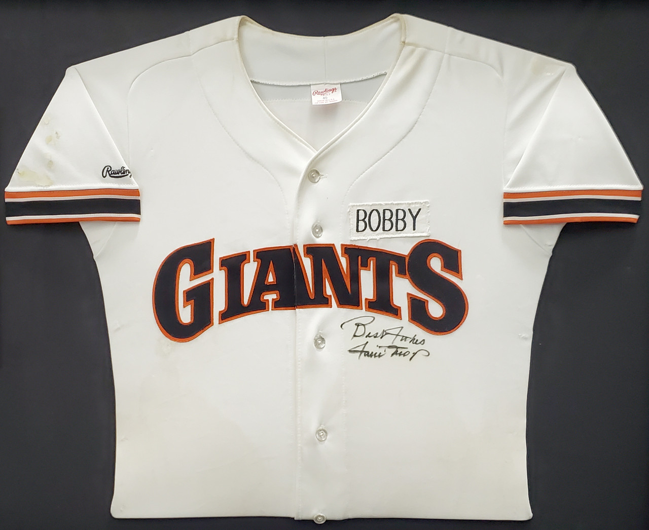 San Francisco Giants Willie Mays Autographed Framed White Rawlings Jersey  Size 40 