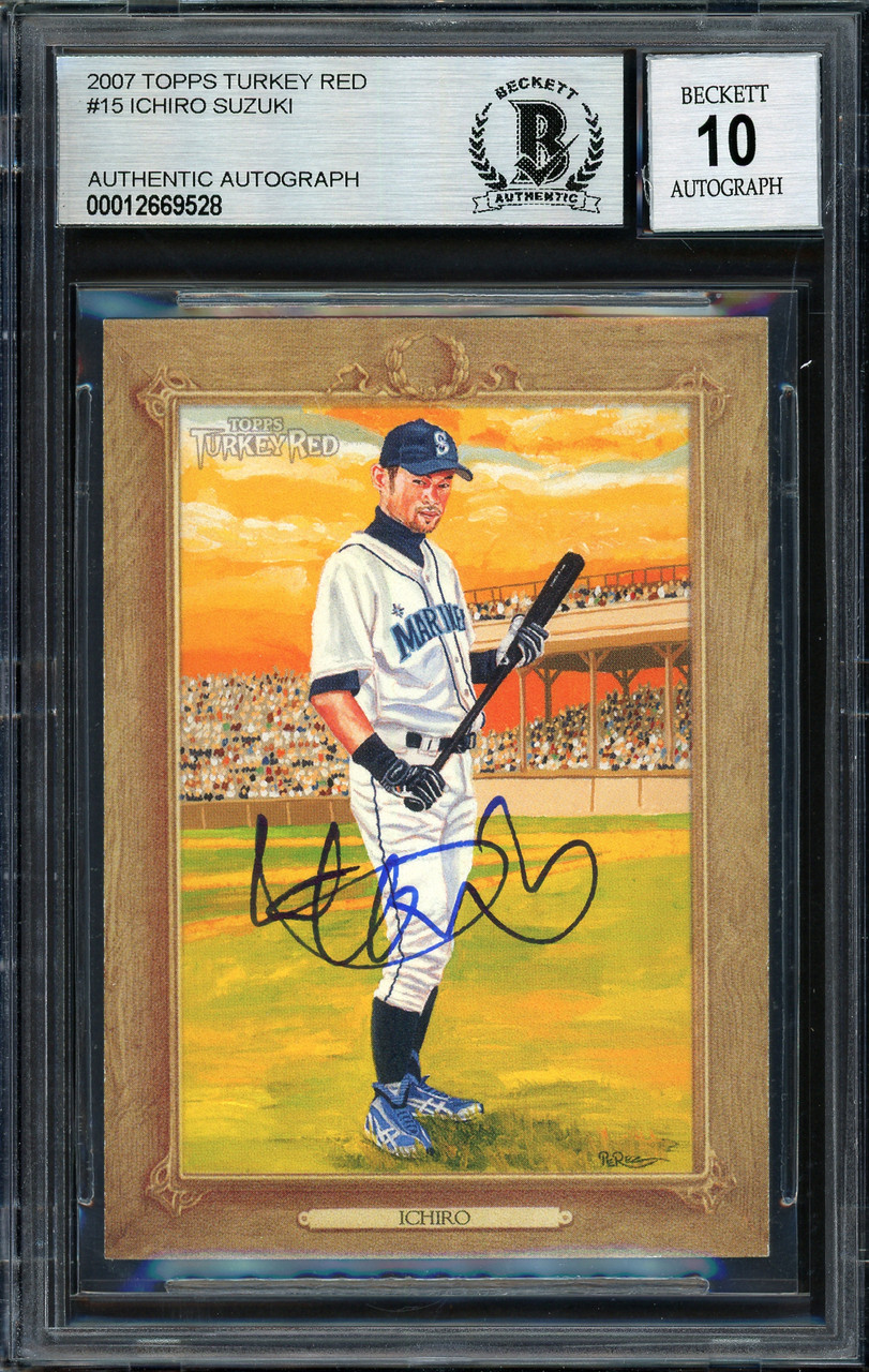 イチロー 激レア 2007 アメリカンリーグロゴパッチ カード topps Ichiro Suzuki Autographed 2007 Topps Turkey Red Card #15 Seattle