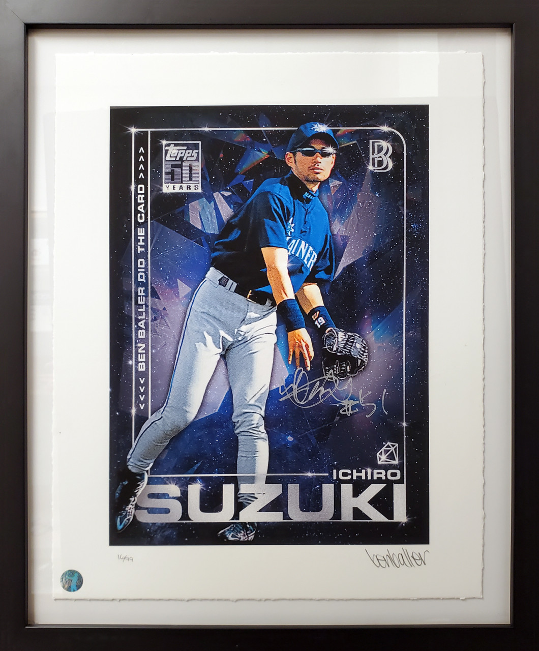 Ichiro Suzuki Autographed Framed Topps Project 2020 Fine Art Print