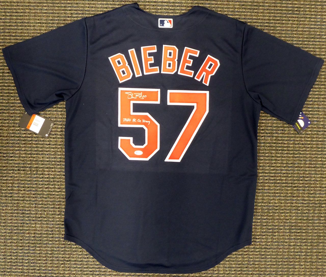 Cleveland Indians Shane Bieber Autographed Gray Nike Jersey Size L Go  Tribe Beckett BAS Stock #187726