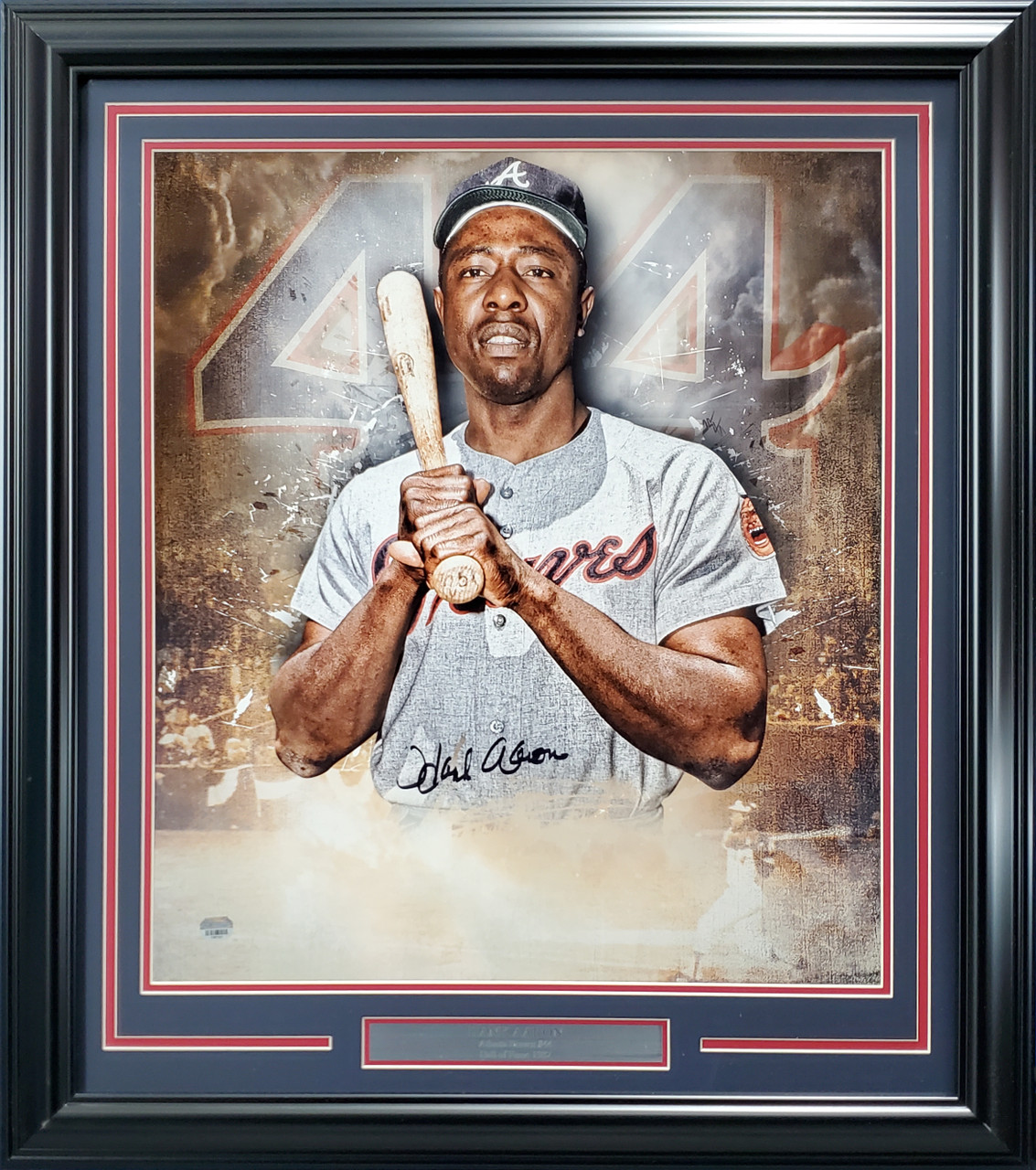 Hank Aaron Autographed and Framed Atlanta Braves Jersey