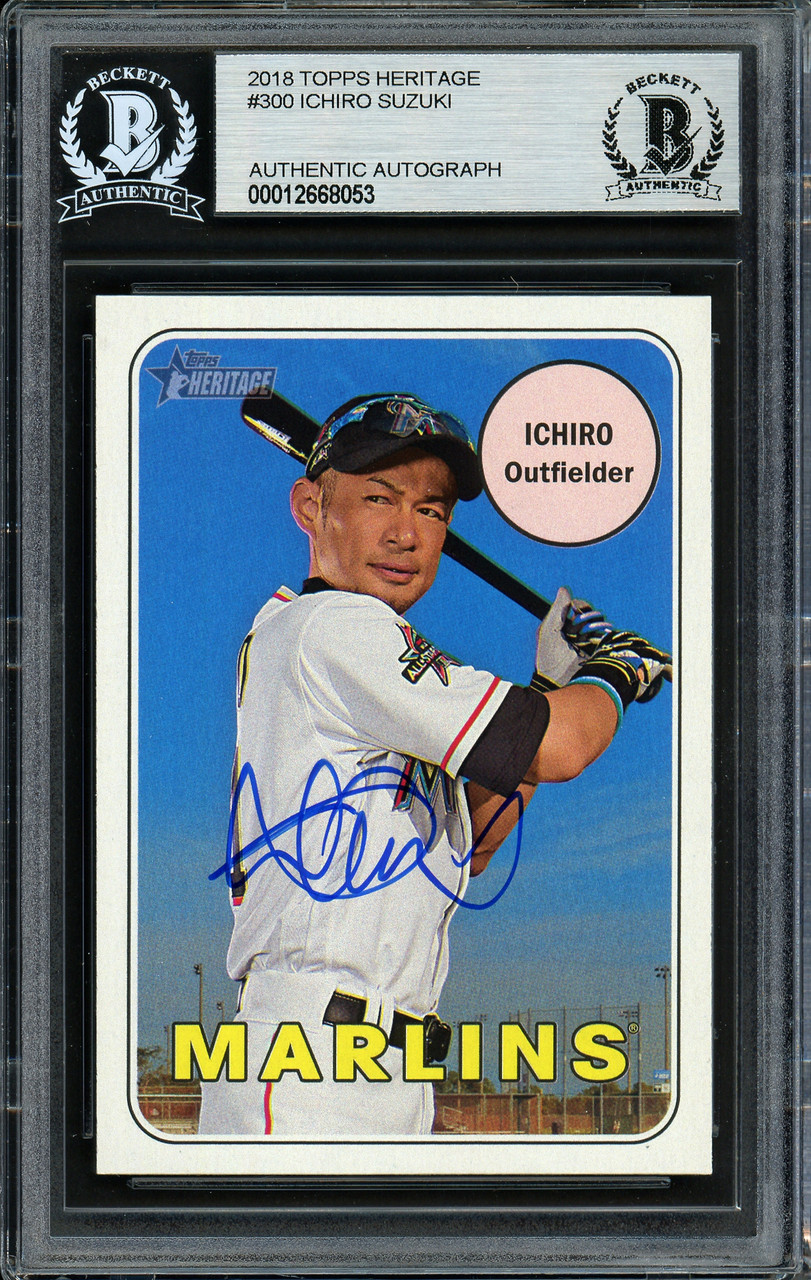 Ichiro Suzuki Autographed 2018 Topps Heritage Card #300 Miami Marlins  Beckett BAS #12668053 - Mill Creek Sports