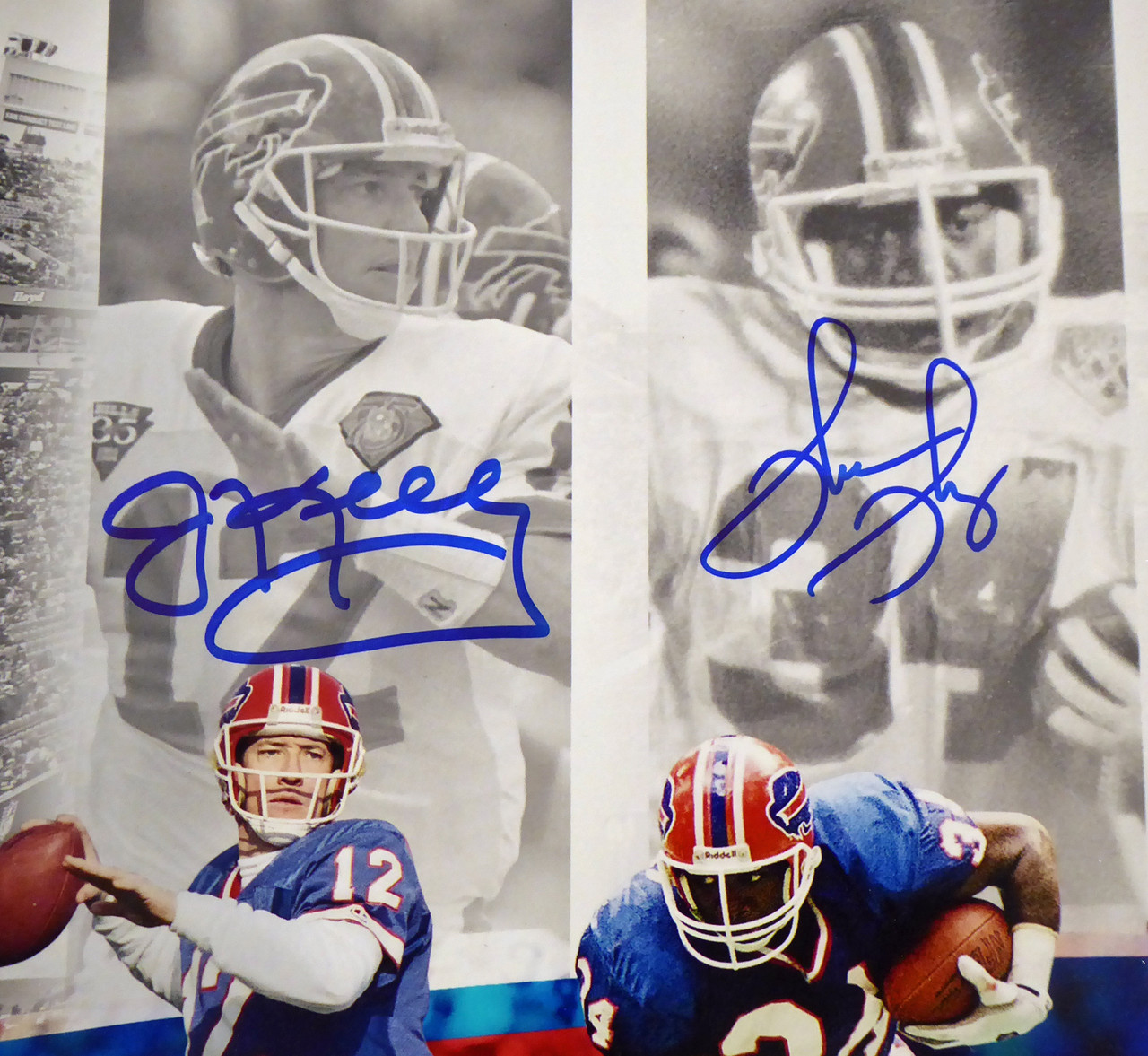 Autographed Buffalo Bills Andre Reed, Jim Kelly, Thurman Thomas Fanatics  Authentic 16 x 20 Collage Photograph