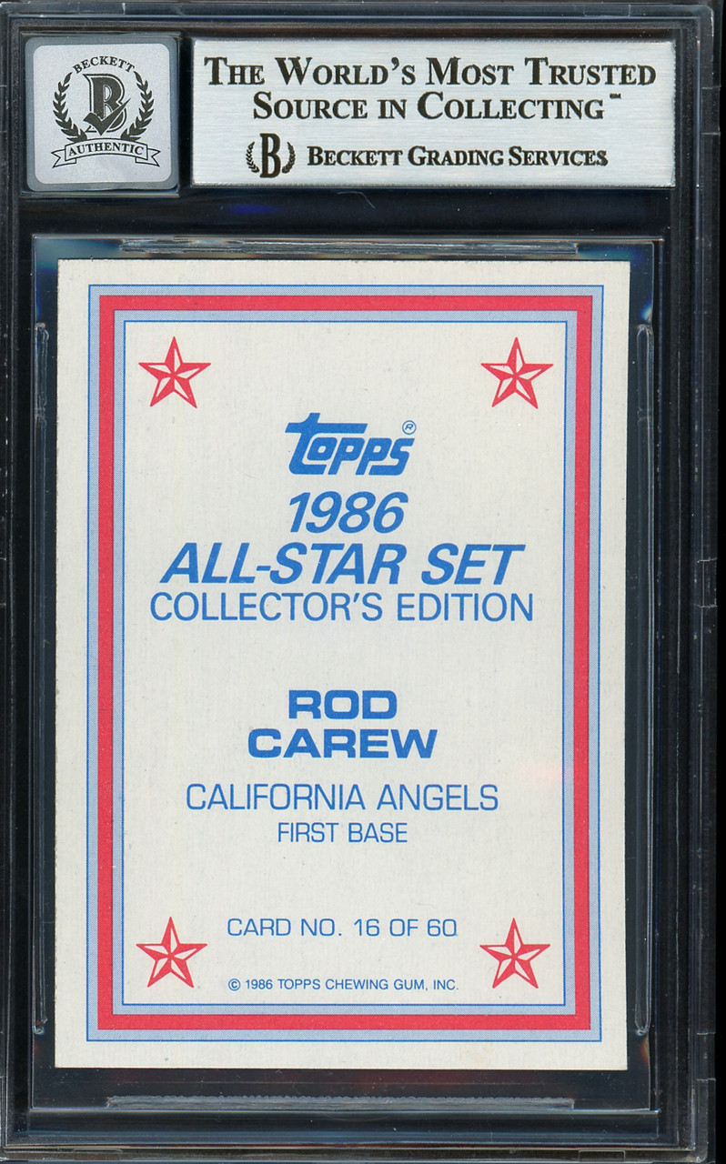 Rod Carew Autographed 1986 Topps All Star Set Card #16 California Angels  Auto Grade Gem Mint 10 Beckett BAS #12751606 - Mill Creek Sports