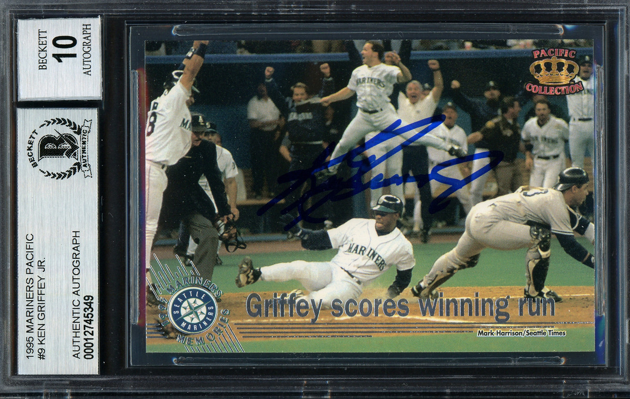 Ken Griffey Jr. Autographed 1995 Pacific Card #9 Seattle Mariners