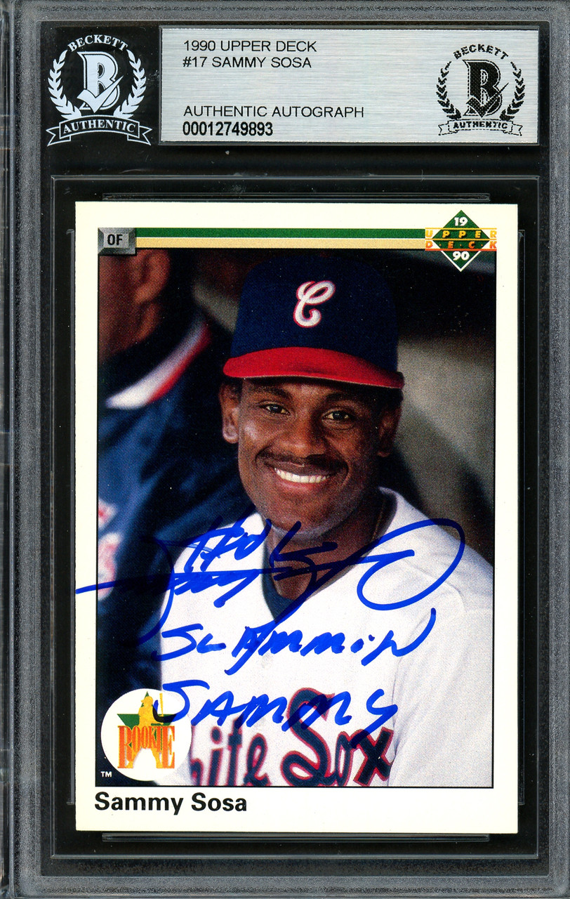 Sammy Sosa Chicago White Sox Autographed & Inscribed 1990 Upper Deck #17  Rookie Card