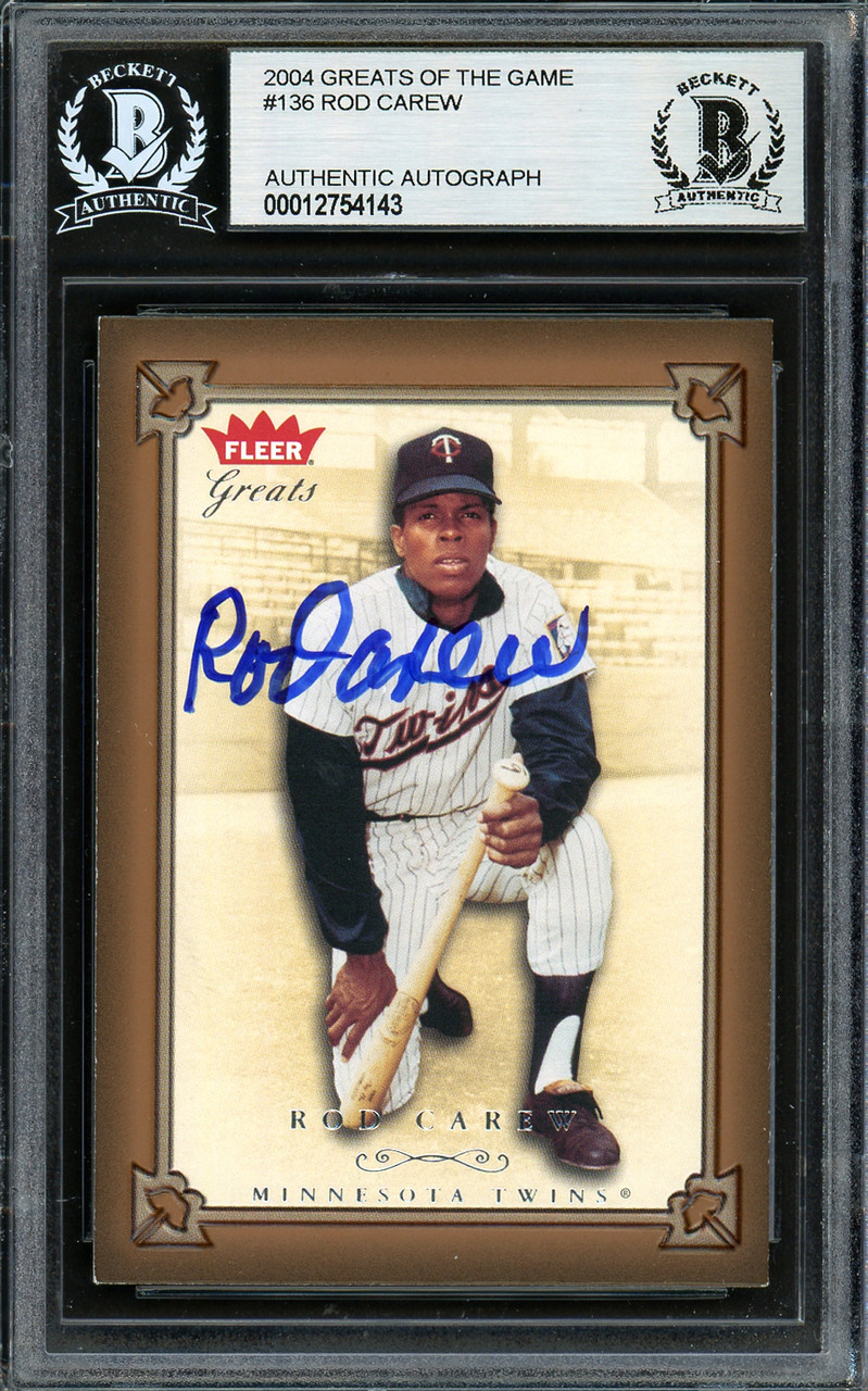 Rod Carew Autographed 2004 Fleer Greats of the Game Card #136 Minnesota  Twins Beckett BAS Stock #193311