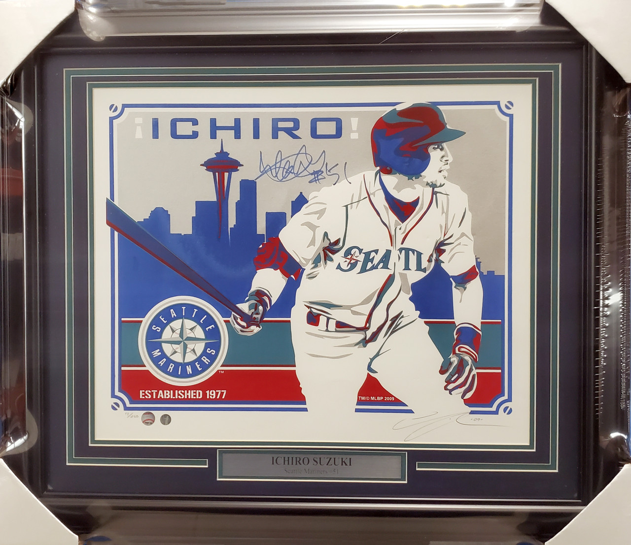 Seattle Mariners Ichiro Suzuki Autographed Framed White Majestic Jersey  #51 IS Holo Stock #209460