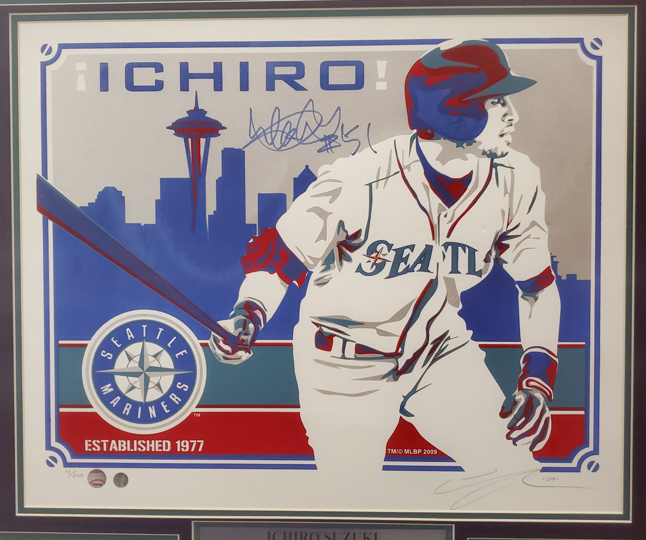 Seattle Mariners Ichiro Suzuki Autographed Framed White Majestic Jersey  #51 IS Holo Stock #209460