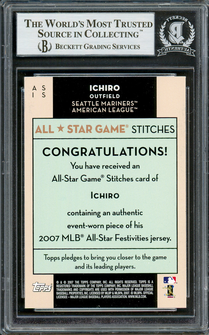 Ichiro Suzuki Autographed 2007 Topps All Star Stitches Game Worn Jerse — RSA