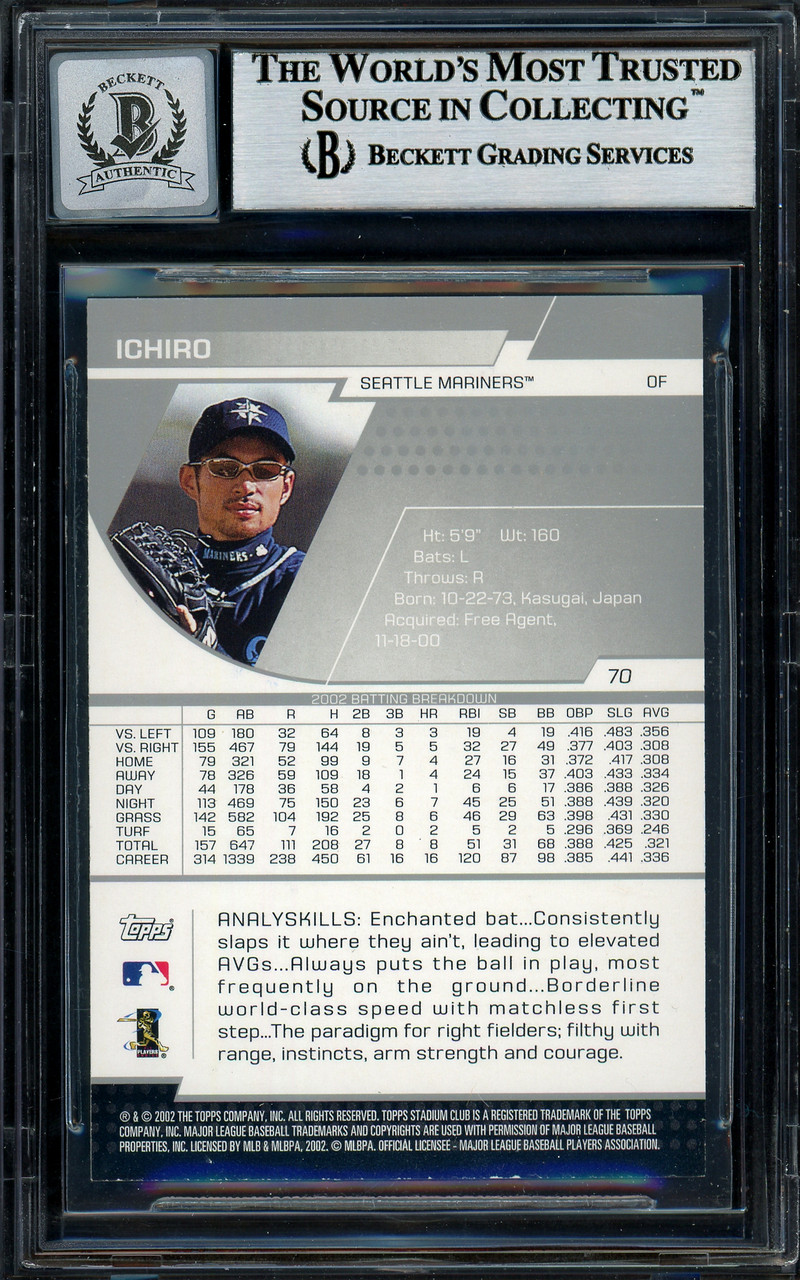 Ichiro Suzuki Autographed 2003 Topps Gallery Card #30 Seattle Mariners Auto  Grade Gem Mint 10 Beckett BAS Stock #220262