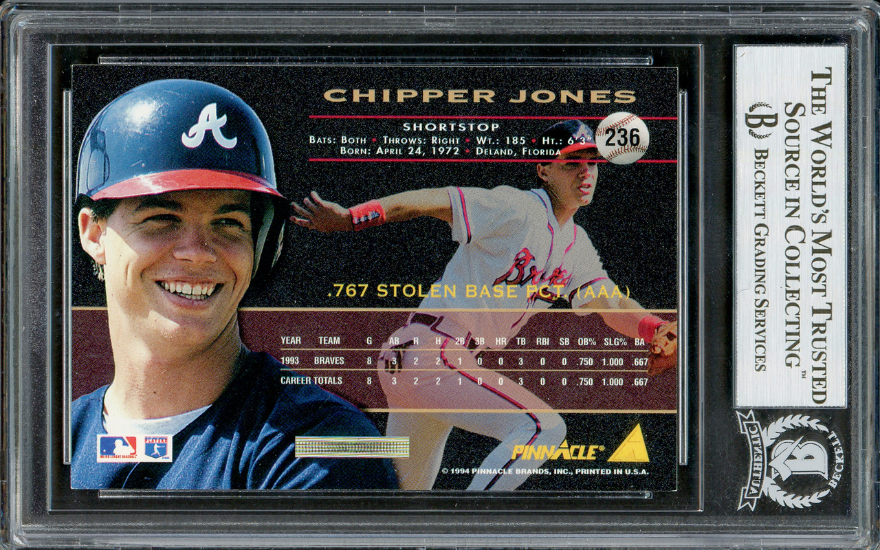 Chipper Jones Autographed 1996 Topps Gallery Card #100 Atlanta Braves  Beckett BAS #12750404 - Mill Creek Sports