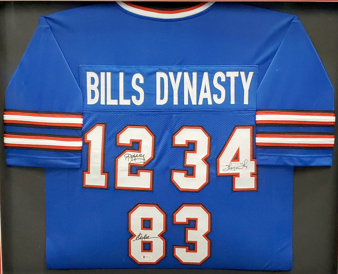 Buffalo Bills Team Greats Autographed Framed Blue Jersey With 3