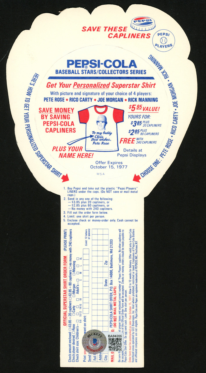 Mark The Bird Fidrych Autographed 4.5x9 1977 Pepsi Disc Detroit