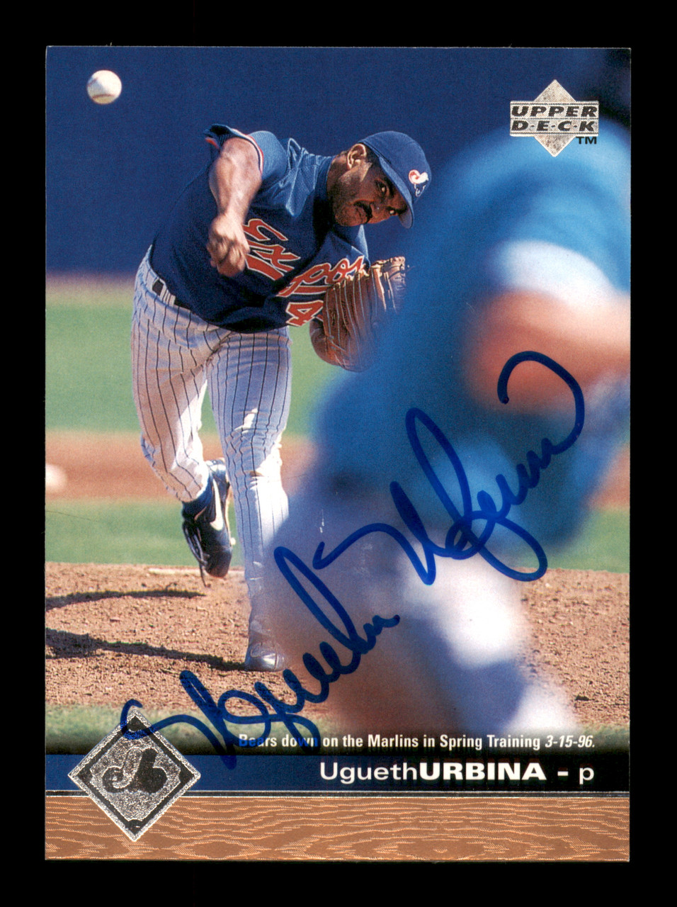 Ugueth Urbina Autographed 1997 Upper Deck Card #112 Montreal Expos SKU  #195758 - Mill Creek Sports