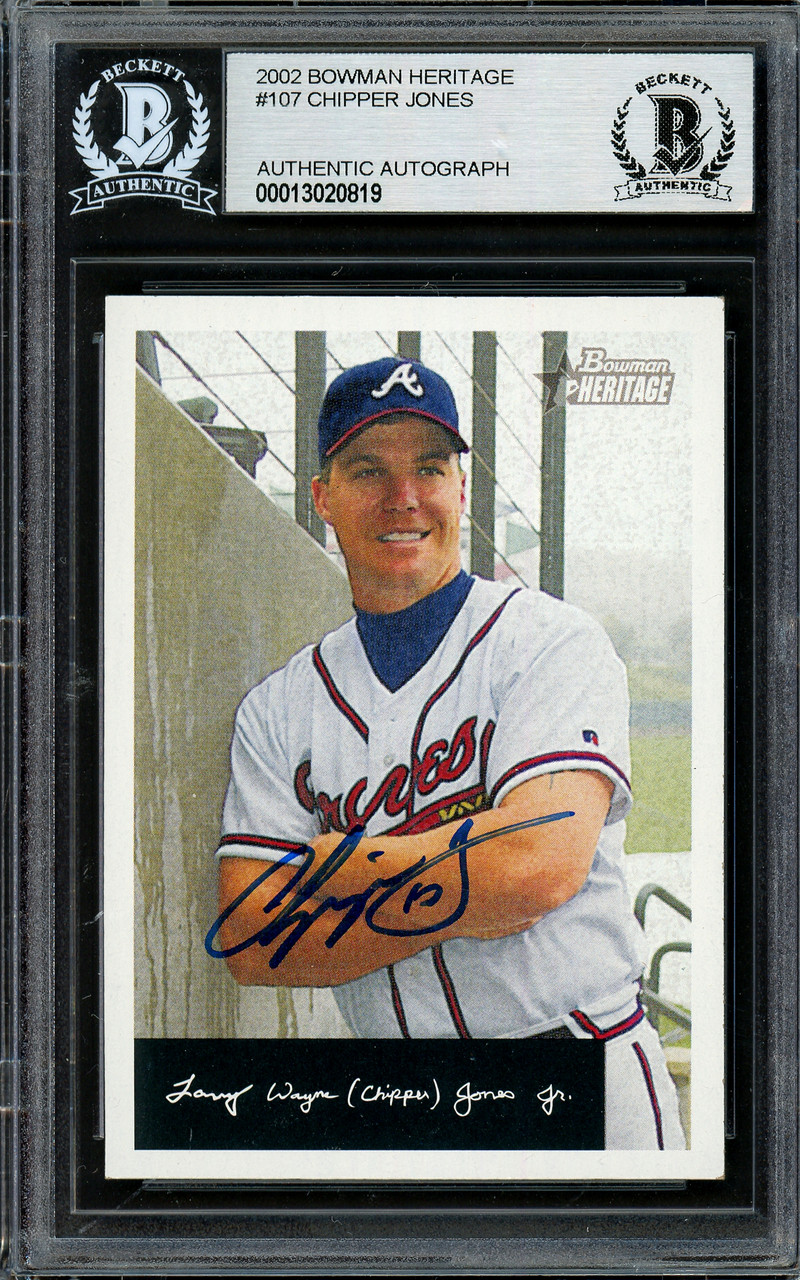 Chipper Jones Autographed Signed 2002 Bowman Heritage Card #107 Atlanta  Braves Beckett Beckett