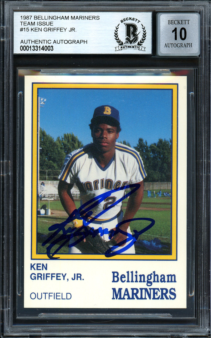 Ken Griffey Jr. Autographed 1987 Bellingham Mariners Rookie Card #15  Seattle Mariners Auto Grade Gem Mint 10 Beckett BAS #13314003