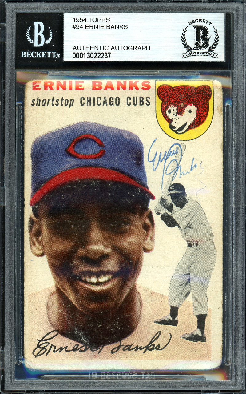 Ernie Banks Autographed 1954 Topps Card #94 Chicago Cubs Vintage