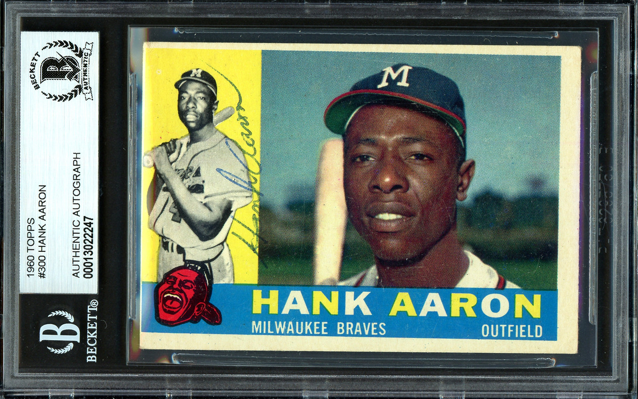 Hank Aaron Autographed 1960 Topps Card #300 Milwaukee Braves Vintage  Signature Beckett BAS #13022247 - Mill Creek Sports