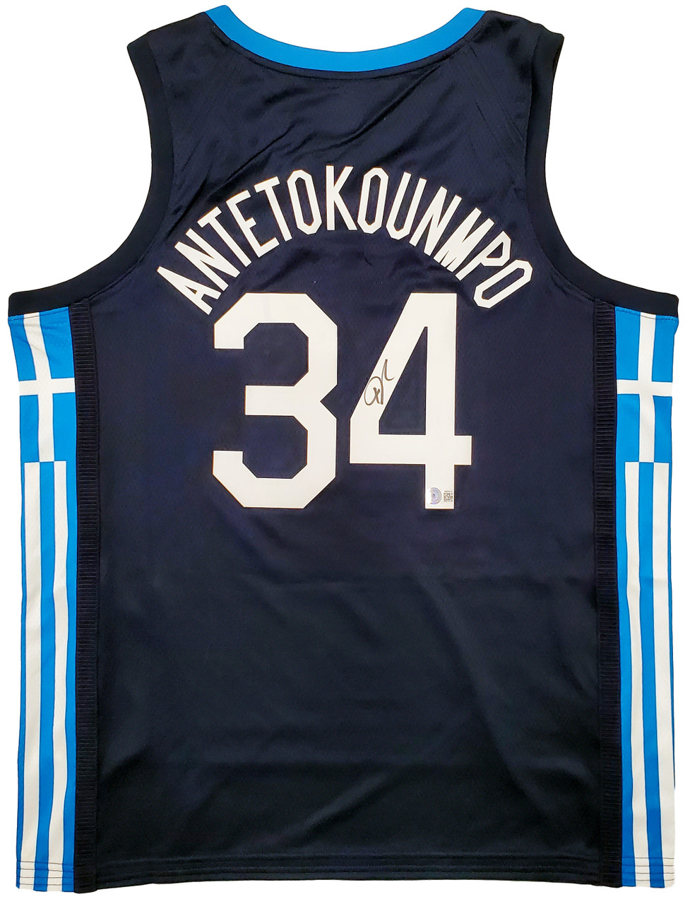 Team Greece Giannis Antetokounmpo Autographed Blue Nike Jersey XL BAS QR Stock #197443 - Mill Creek Sports