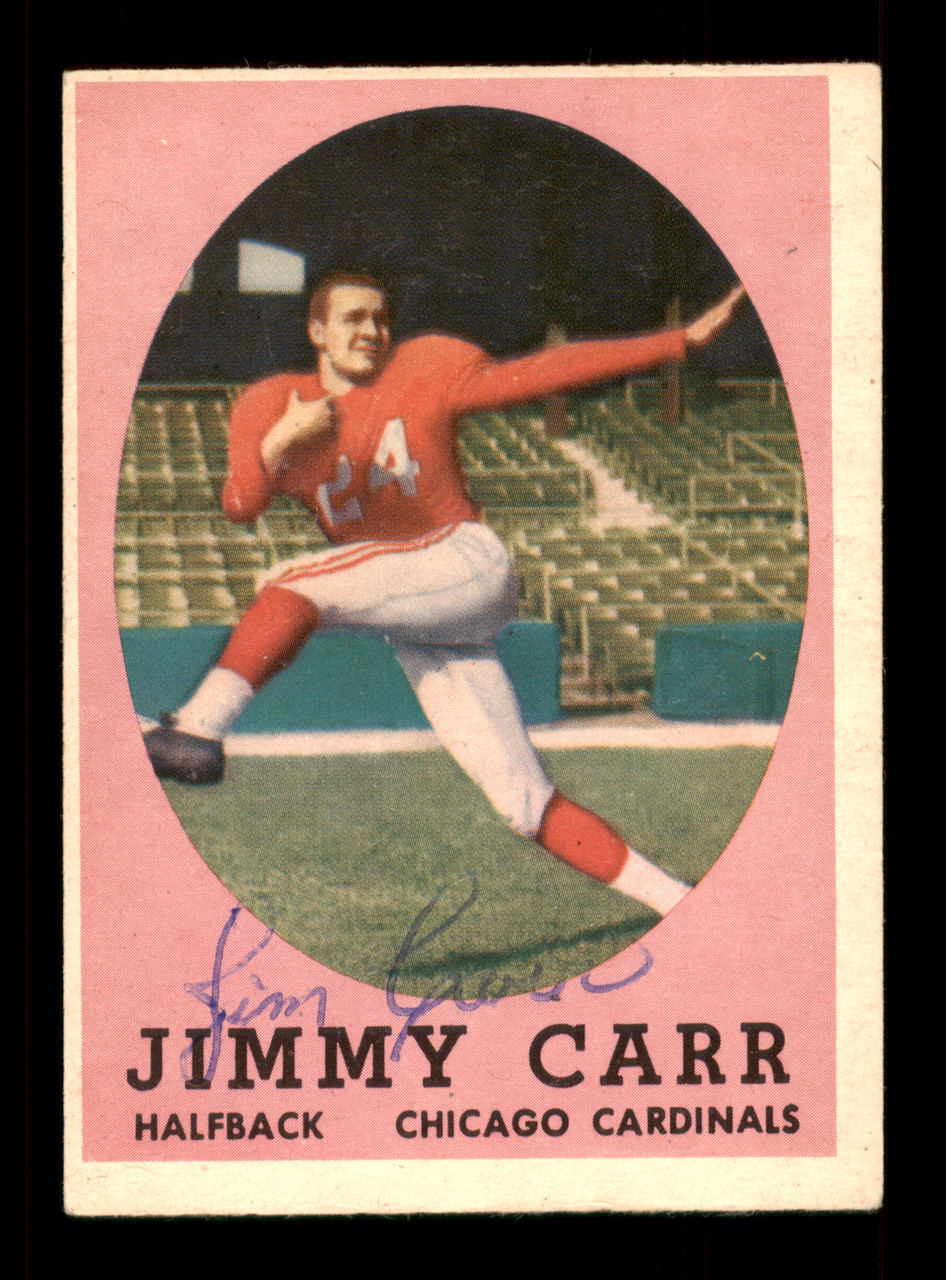 Jimmy Carr Autographed 1958 Topps Rookie Card #65 Chicago Cardinals SKU  #198167