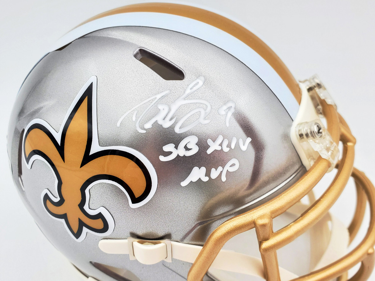 Drew Brees Autographed New Orleans Saints Mini Alt. Black Speed Helmet  Beckett - Game Day Legends