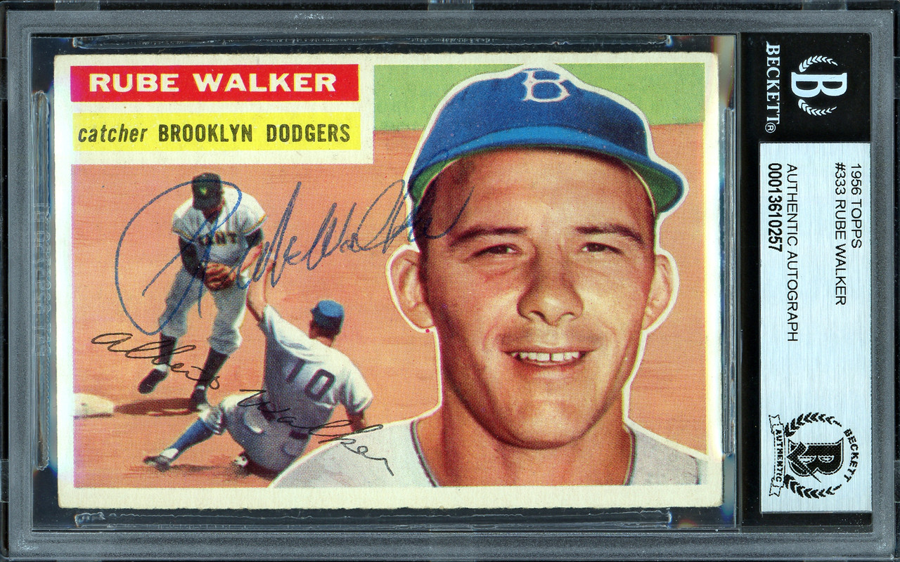 Al Rube Walker Autographed 1956 Topps Card #333 Brooklyn Dodgers Beckett  BAS #13610257 - Mill Creek Sports