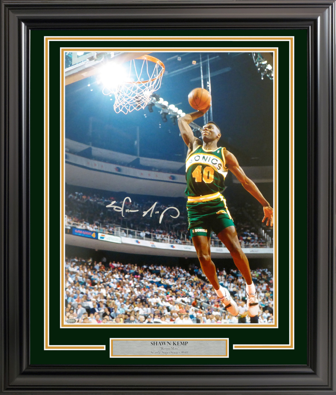 Seattle Supersonics Shawn Kemp Autographed Framed Green & Red Jersey MCS  Holo Stock #206944 - Mill Creek Sports