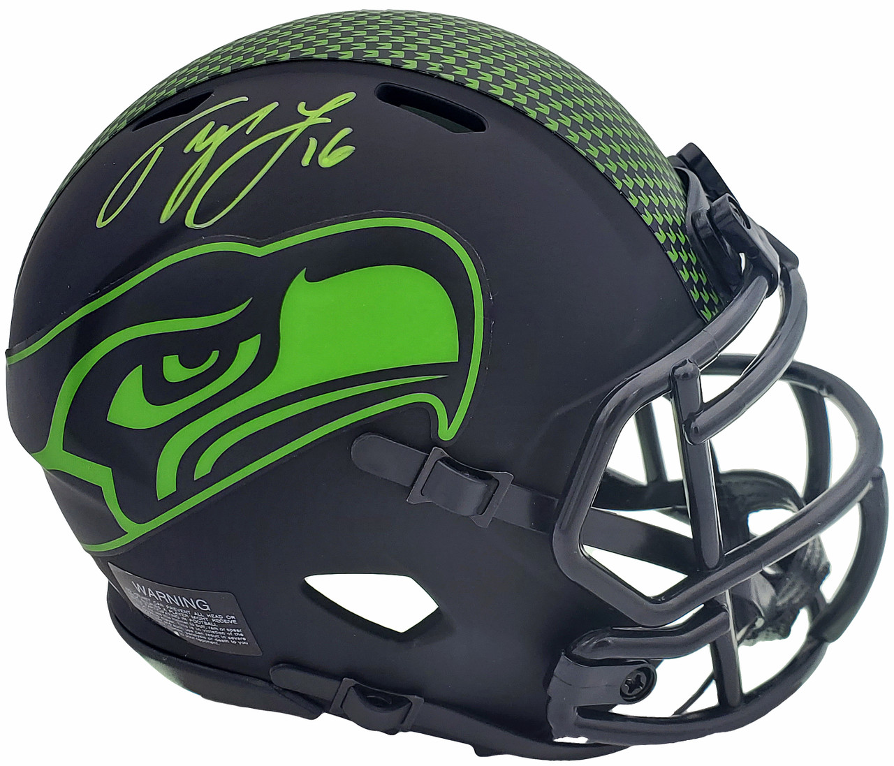 Tyler Lockett Autographed Seattle Seahawks Eclipse Black Speed Mini Helmet MCS Holo Stock #182261