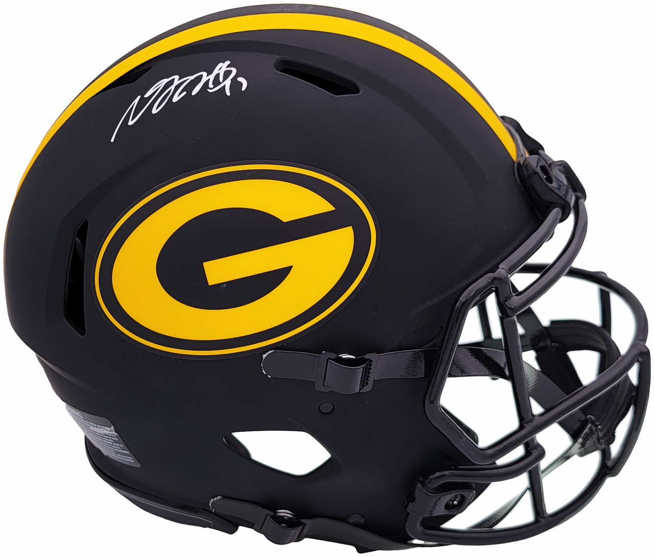 Davante Adams Autographed Green Bay Packers Eclipse Black Full Size  Authentic Speed Helmet Beckett BAS QR Stock #201213